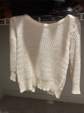 dELiA*s Cream Off-the-Shoulder Open-Knit Sweater